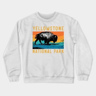 Vintage Yellowstone National Park Gifts Usa Bison Buffalo Crewneck Sweatshirt